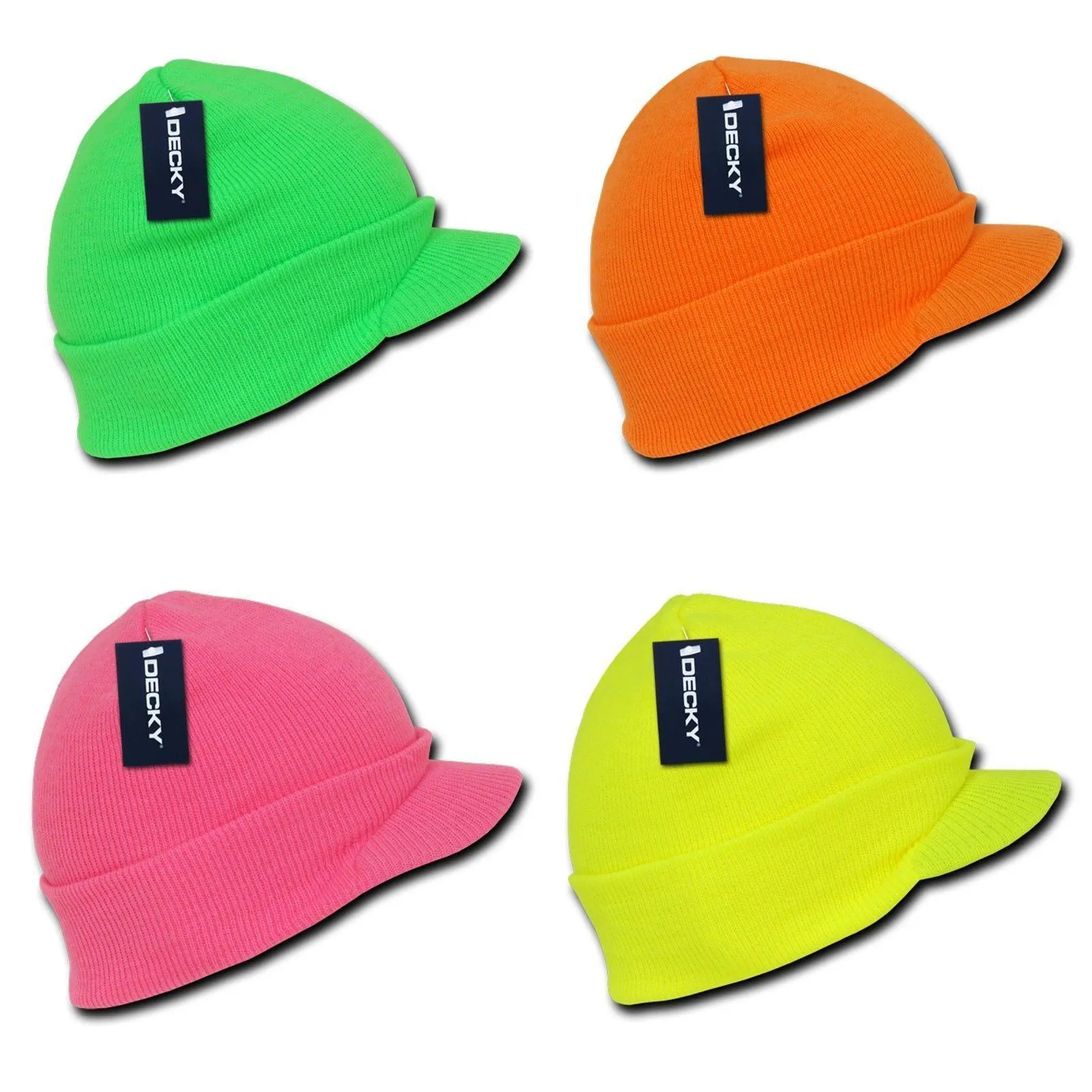 1 Dozen Decky Neon Gi Beanies Caps Hats Visor Ski Skull Snowboard Wholesale
