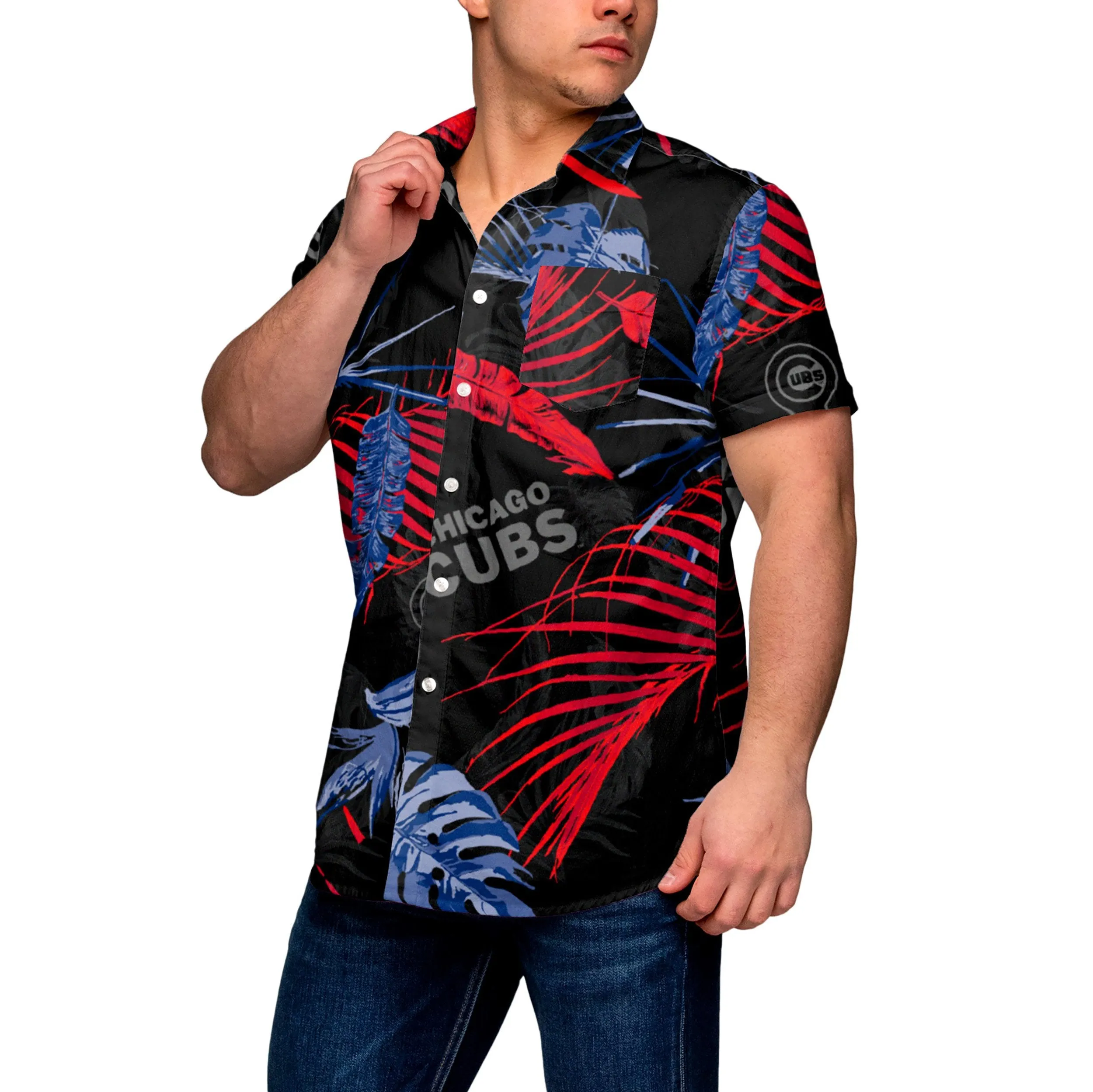 Chicago Cubs MLB Mens Neon Palm Button Up Shirt