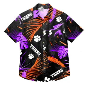 Clemson Tigers NCAA Mens Neon Palm Button Up Shirt