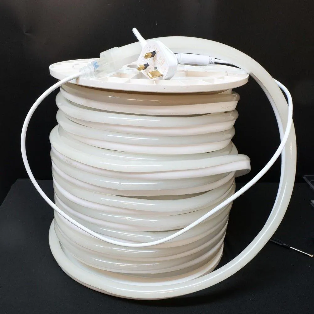Cool White Neon Flex 14x25mm 220V 240V 120LEDs/m IP65 Waterproof with UK Plug