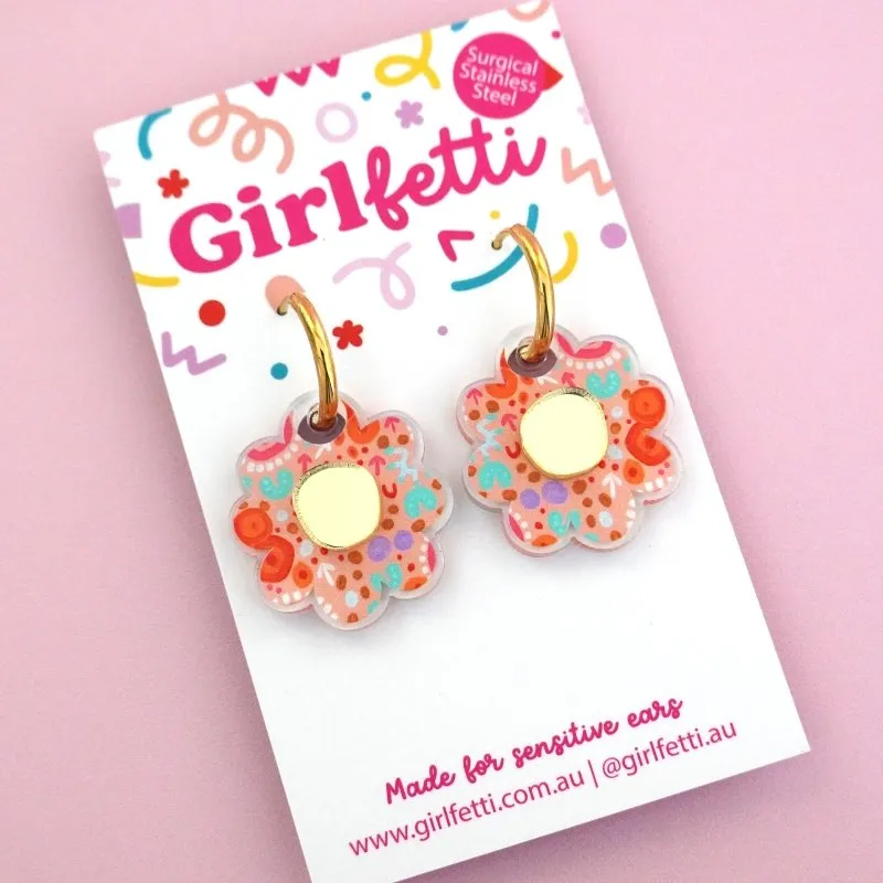 'Happy Days 3' Acrylic Flower Dangle Earrings
