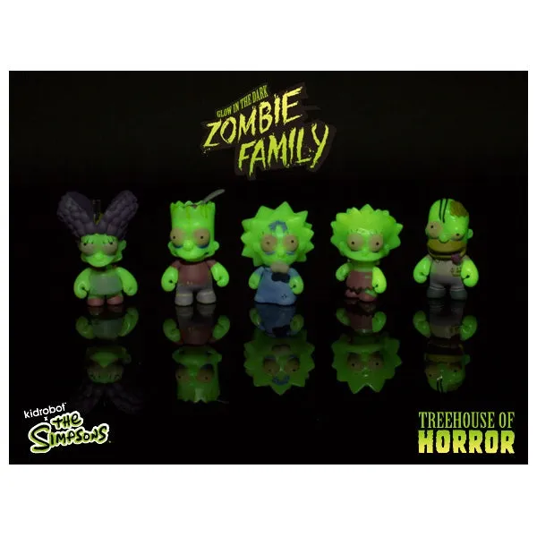 Kidrobot x The Simpsons Tree House of Horrors Zombie Family 5 Pack (GITD)