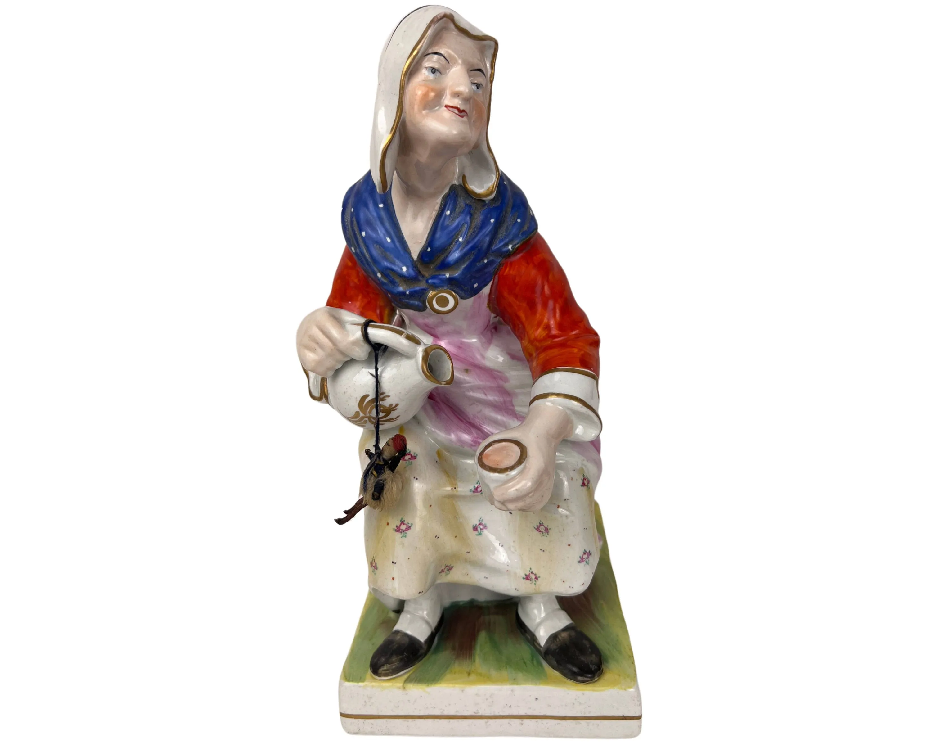 Large Antique Staffordshire Pottery Figures Cobbler Jobson & Wife Nell 19th c 12