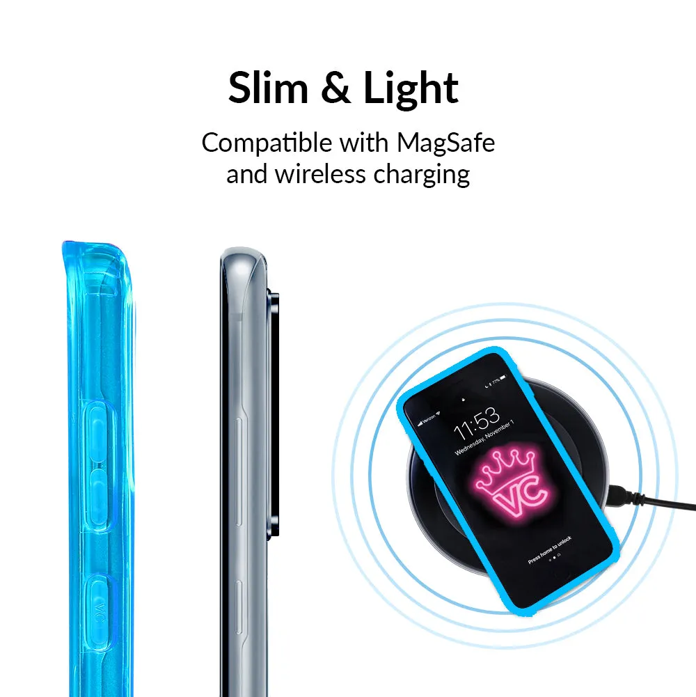 Neon Blue Clear Samsung Case