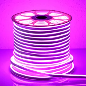 Pink LED Neon Flex AC 220V 240V 8x16mm 120LEDs/m IP65 Waterproof with UK Plug