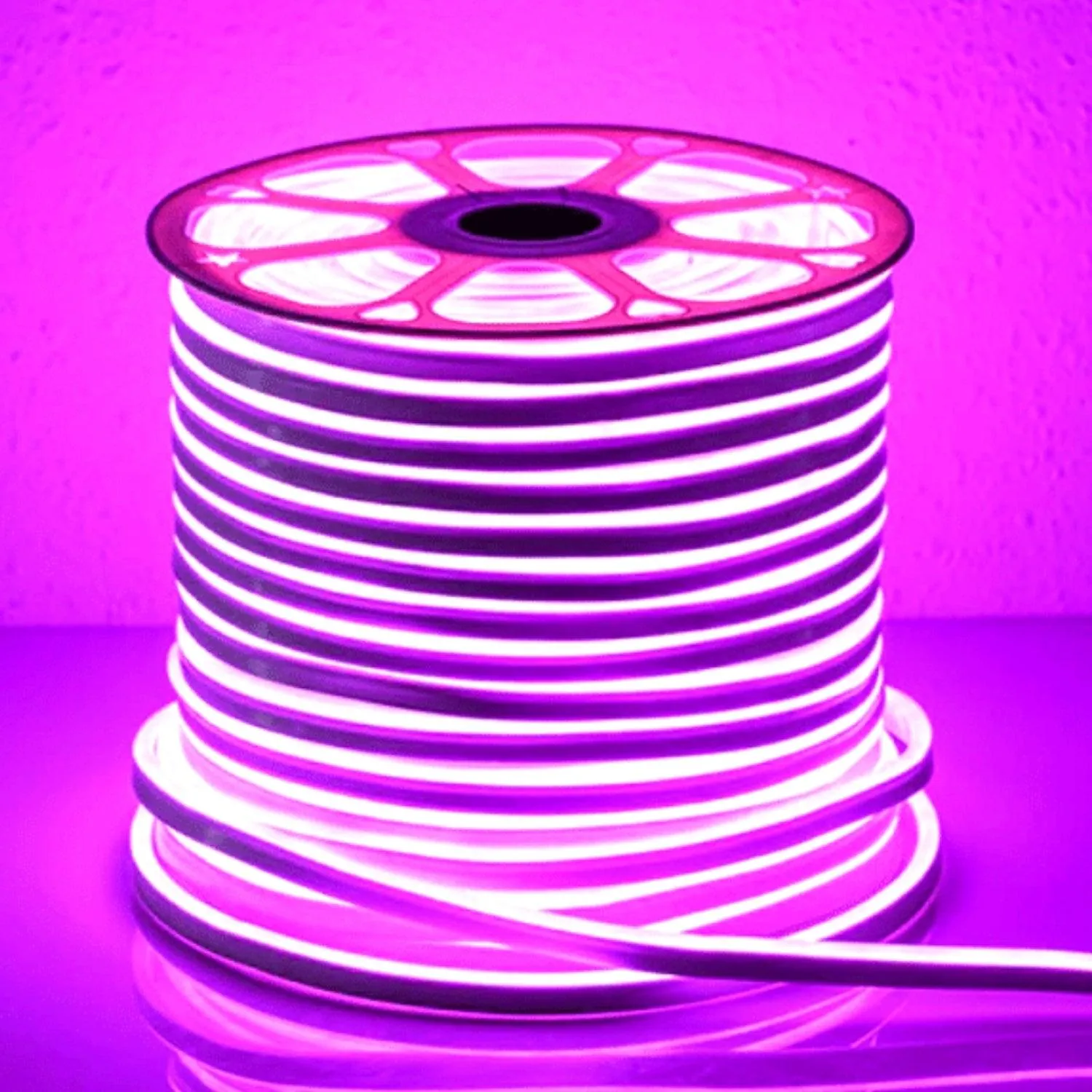 Pink LED Neon Flex AC 220V 240V 8x16mm 120LEDs/m IP65 Waterproof with UK Plug
