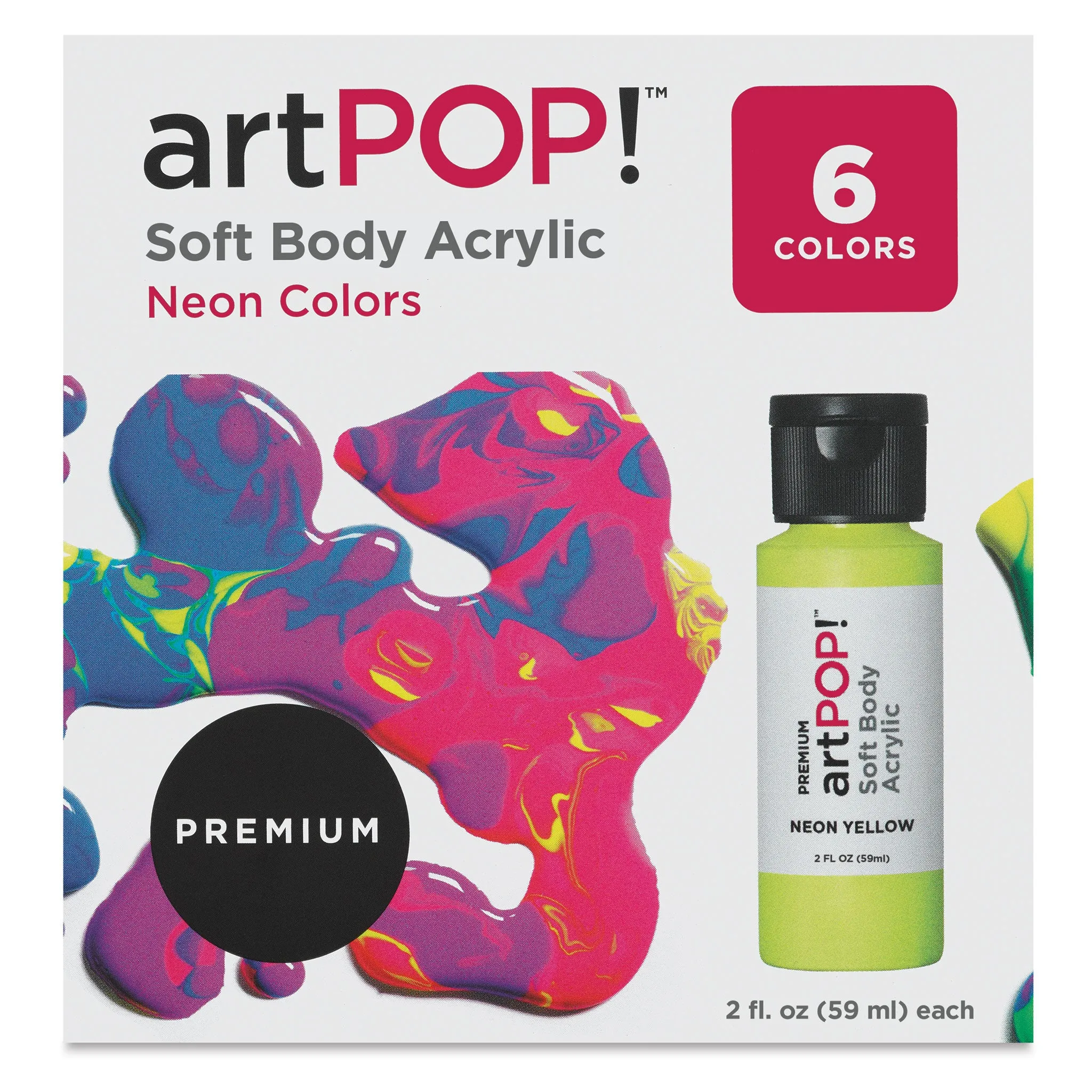 Soft Body Acrylic Paint - Set of 6, Neon Colors