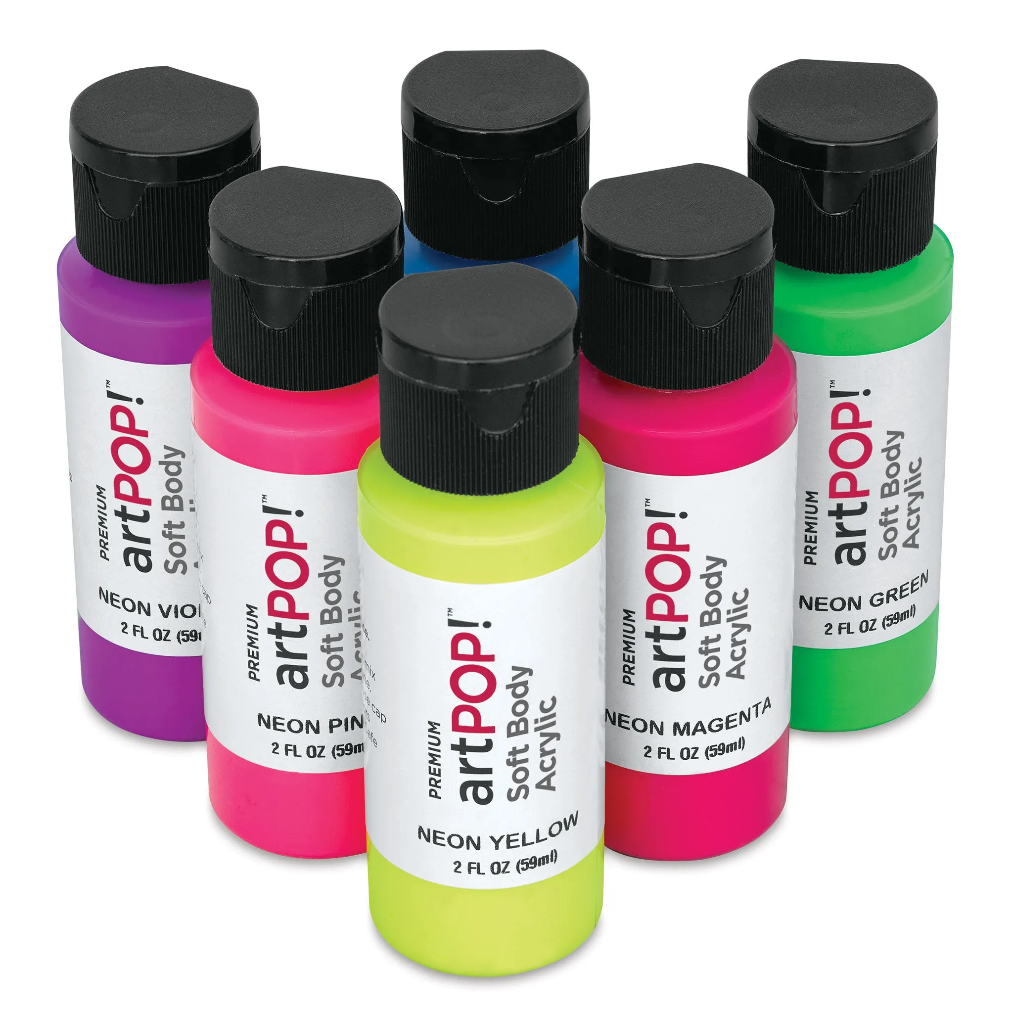 Soft Body Acrylic Paint - Set of 6, Neon Colors