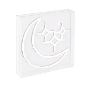 Starry Crescent 10" Square Acrylic Box USB-Operated LED Neon Light